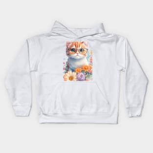 Cute Cat Wearing Glasses Kids Hoodie